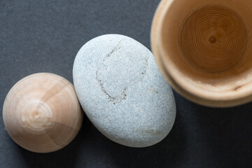 wooden objects with stone