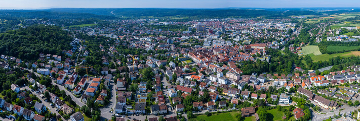 Aerial view around the city Leonberg in Germany. On sunny day in spring - obrazy, fototapety, plakaty