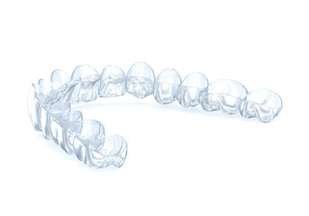Invisalign braces or invisible retainer. Medically accurate dental 3D illustration - obrazy, fototapety, plakaty