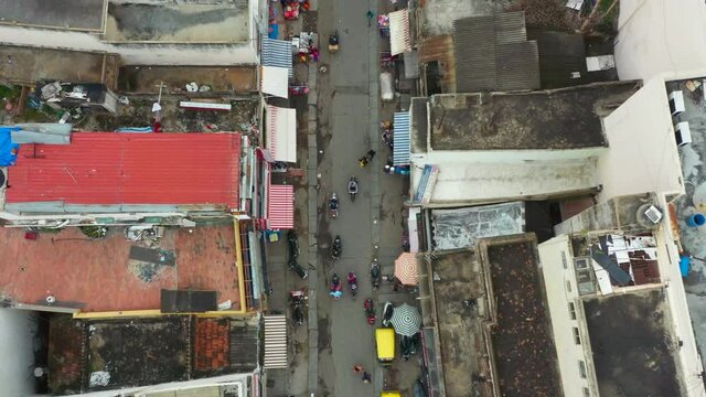 Top down view of busy street in Bangalore