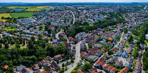 Aerial view around the city Freiberg am Neckar in Germany. On sunny day in spring. - obrazy, fototapety, plakaty