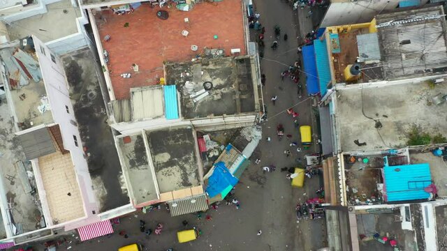 Top down view of busy street in Bangalore India