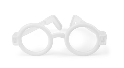 Glasses for sight. Kids optical frame. Plastic glasses for reading are isolated on a white background. Optical accessories frame, glasses for distance, reading, sight. © vadarshop