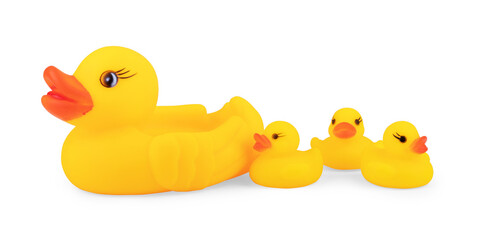rubber ducks isolated on a white background