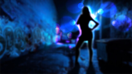 abstract background with blurry bokeh illustration and a girl