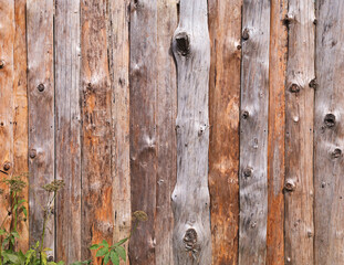 Wooden fence with smooth surface and knots