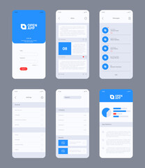 Smartphone ui. Design web frames layout template mobile application ui kit buttons dividers preview photos garish vector layout with place for personal text - obrazy, fototapety, plakaty