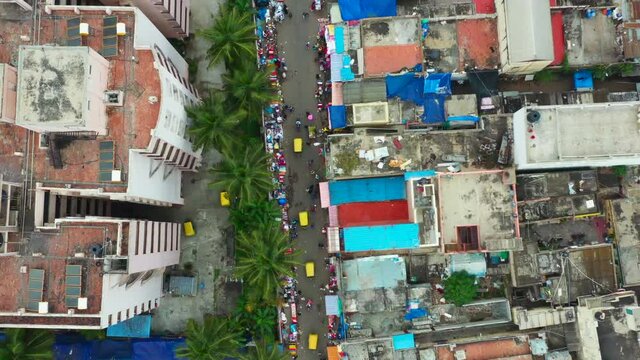 Birds eye view of busy street in Bangalore