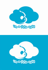 Logo of a little bear cloud. Set of vector logos with cloud. Logo for a store, cafe, art space, school, kindergarten, web, cloud technologies, internet.