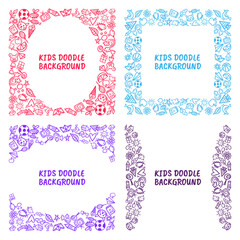 Set of Hand draw Kids doodle backgrounds