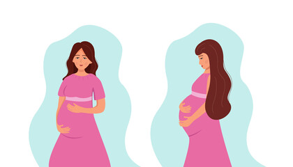 Obraz na płótnie Canvas Pregnant woman, vector illustration, concept of pregnancy health and care.