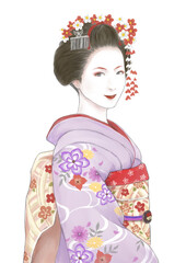 Fototapeta premium 素材イラスト 舞妓さん 右向き