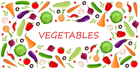 A set of fresh organic vegetables, a vector illustration of the autumn harvest.
