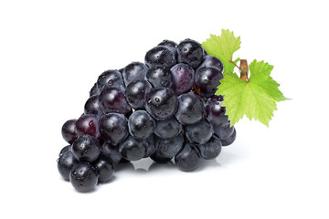 Black grapes isolated on white
