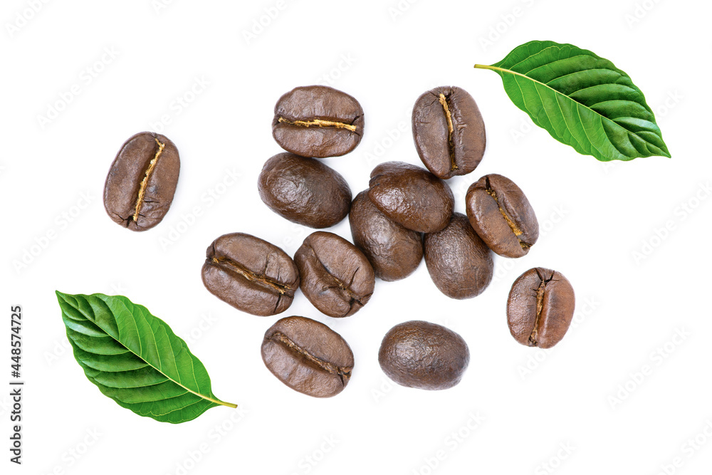 Wall mural coffee beans isolated on white