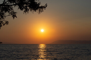 Fototapeta na wymiar Zachód słońca Chorwacja, Podgora
