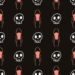 Seamless pattern with Halloween. Can be used for digital paper scrapbook, textile printing, page filling. Happy Halloween pattern. Halloween holiday seamless pattern