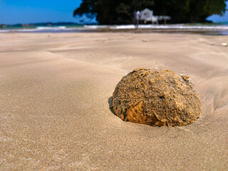 A rock on the beach. Mathara beach in Sri Lanka