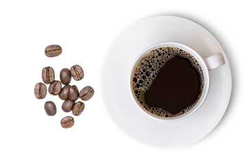 cup of coffee with beans