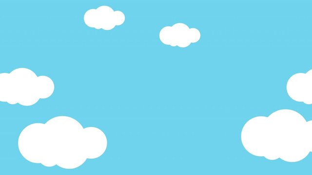 Horizontal movement animation of simple sky and cloud illustration (seamless loop)