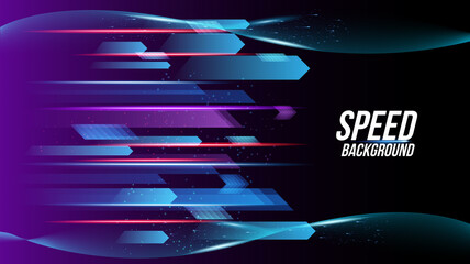 Abstract background technology high speed racing for sports of long exposure light on black background.Science geometric shape modern elegant design.Vector illustration.