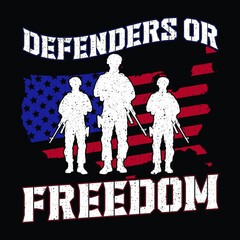 Best Veteran Saying Defenders Or Freedom T-Shirt Design Template.