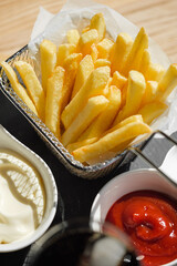French fries with different sauces