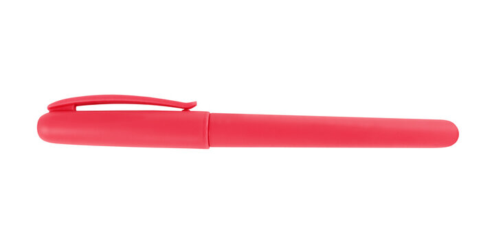 Red pen with cap isolated on a white background