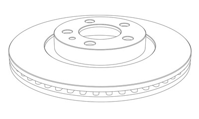 Fototapeta na wymiar Vector disk brake line art isolated on white