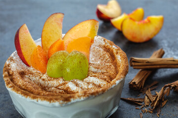 Glass bowl with Greek yogurt