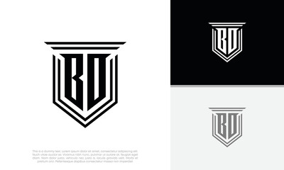 Initials BD. BO logo design. Luxury shield letter logo design.