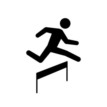 Jumping over hurdles icon. Clipart image isolated on white background
