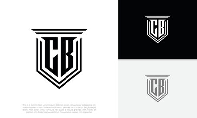 Initials CB logo design. Luxury shield letter logo design.