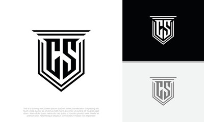 Initials CS logo design. Luxury shield letter logo design.