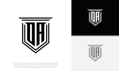 Initials DA. OA logo design. Luxury shield letter logo design.