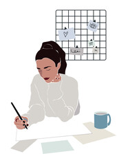Working women freelancer modern abstract illustration - 448579152