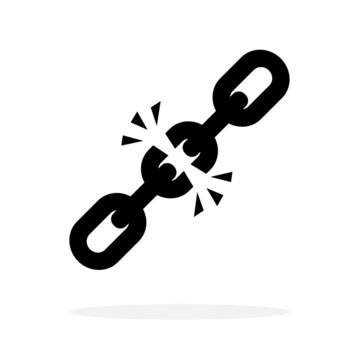 Broken Chain silhouette icon. Clipart image isolated on white background