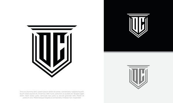 Initials DC. OC logo design. Luxury shield letter logo design.