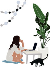 Working women freelancer modern abstract illustration - 448579329