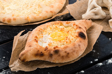 Georgian cuisine foodset from khachapuri and khinkali