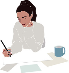 Working women freelancer modern abstract illustration - 448579938