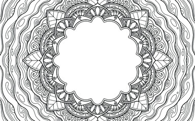 Coloring Page mandala design with text space