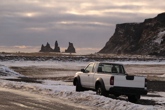 car on the beach in Iceland
