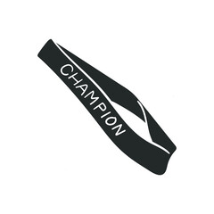 Champion Strip Icon Silhouette Illustration. Winner Banner Vector Graphic Pictogram Symbol Clip Art. Doodle Sketch Black Sign.