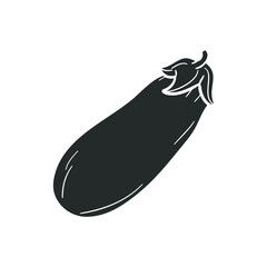 Eggplant Vegetable Icon Silhouette Illustration. Agriculture Food Vector Graphic Pictogram Symbol Clip Art. Doodle Sketch Black Sign.