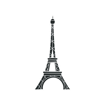 Eiffel Tower, Paris, France Icon Silhouette Illustration. Travel Monument Vector Graphic Pictogram Symbol Clip Art. Doodle Sketch Black Sign.