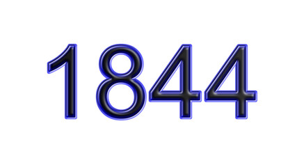 blue 1844 number 3d effect white background - obrazy, fototapety, plakaty