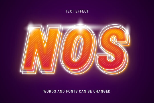futuristic nos text effect 100% editable isolated on dark background vector image	