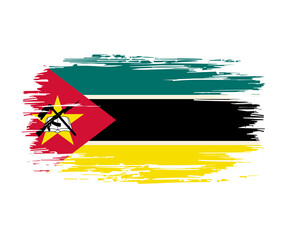 Mozambique flag brush grunge background. Vector illustration.