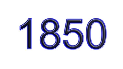 blue 1850 number 3d effect white background